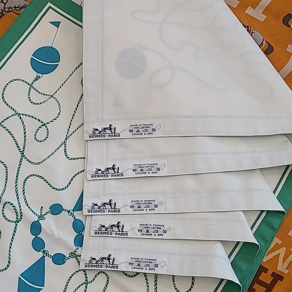 HERMÈS 1990s MARINER STYLE PLACEMATTS W/ORIGINAL BOX- UNUSED SET OF 5